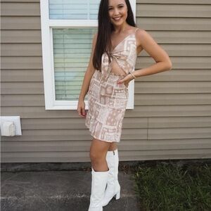 Stylish Beige Patterned Dress